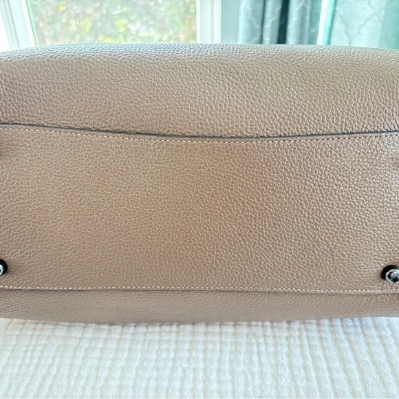 Coach Taupe Pebbled Leather Satchel with Chain Strap - Picture 3 of 3